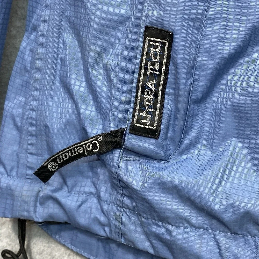 Coleman Blue‎ Hydra Tech Packable Jacket Unisex Sz M Hooded Zip-Up Distressed
